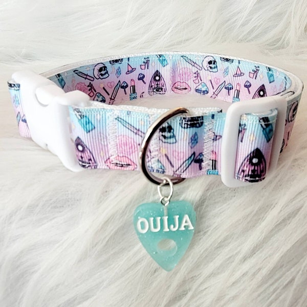 Pastel goth pink and blue ouija choker collar | Kitty cosplay egirl neko fashion | creepy cute necklace | Plus size friendly