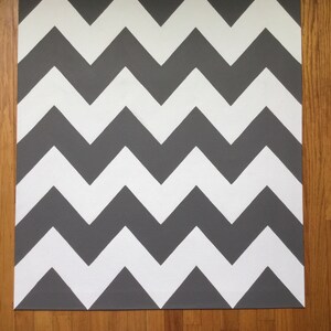 Chevron Floor Cloth: Gray & White
