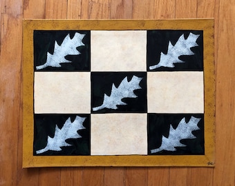 Painted Canvas Placemat with Leaves