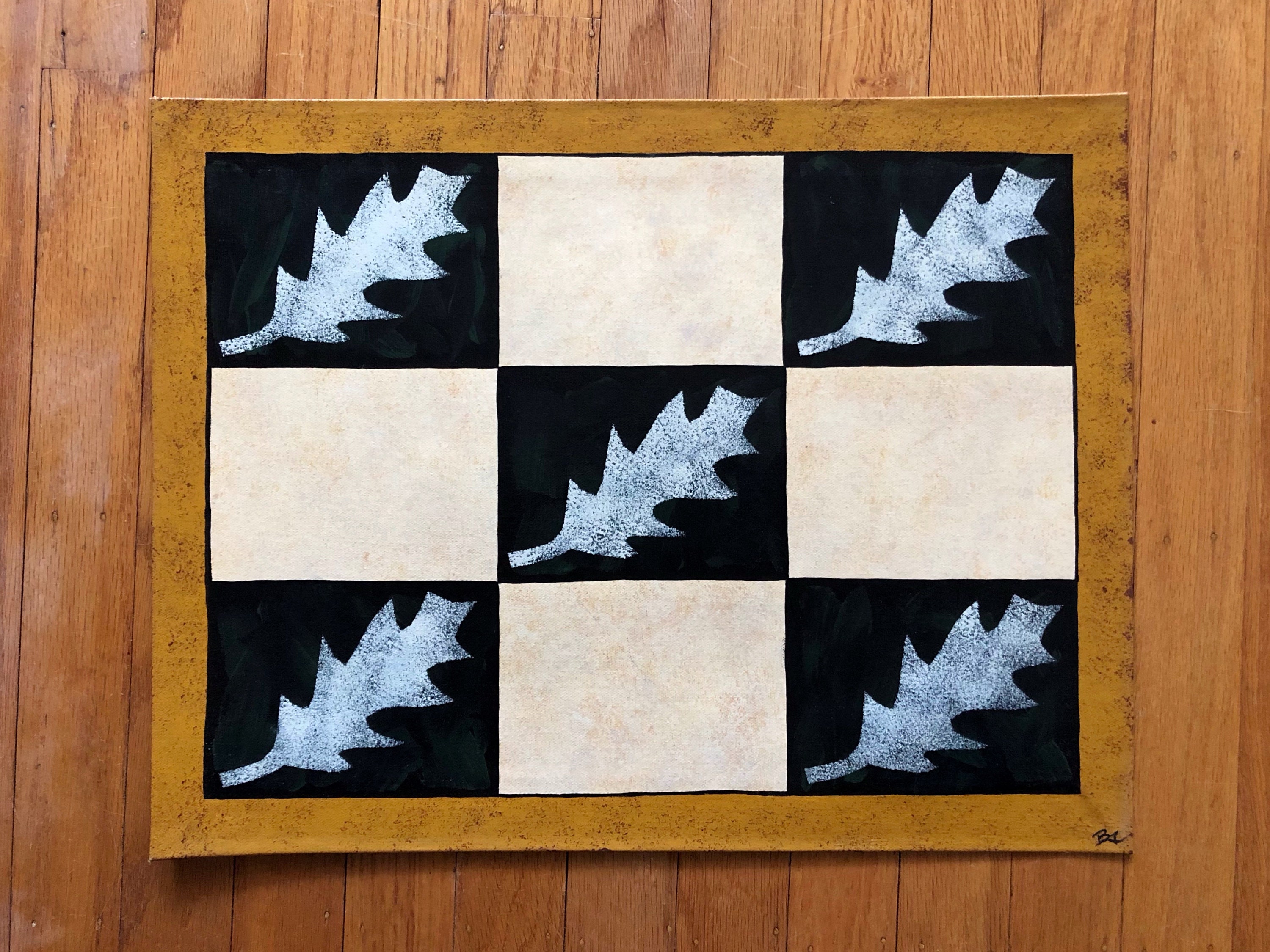 Painted Canvas Placemat With Leaves Etsy
