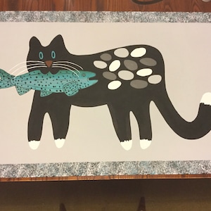 Cat and Fish Floor Cloth