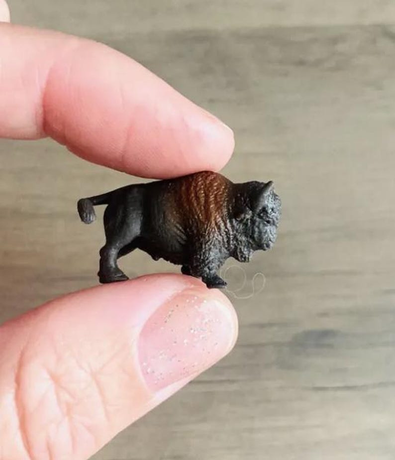 Miniature Bison Ranch Tiny Bison Animal Figurine – Good Luck Miniatures, Safari Ltd. - Etsy
