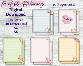 Easter Gnome 2 stationery, printable stationery set, stationery kit, letter writing paper, digital download