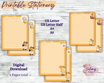 Bee Kind- Bee gnome papelaria, conjunto de papelaria para impressão, kit de papelaria, papel para escrever cartas, download digital
