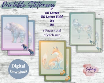 Nordic Forest- Nordic Forest themed stationery, printable stationery set, stationery kit, letter writing paper, digital download