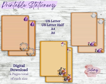 Cute Halloween 1 - Halloween stationery, printable stationery set, stationery kit, letter writing paper, digital download