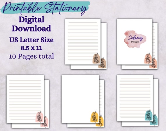 Boho Line Art Stationery Printable Stationery Set Instant | Etsy