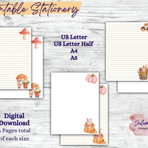 Autumn Woodland 2 - Fall woodland animal stationery, printable stationery set, stationery kit, letter writing paper, digital download