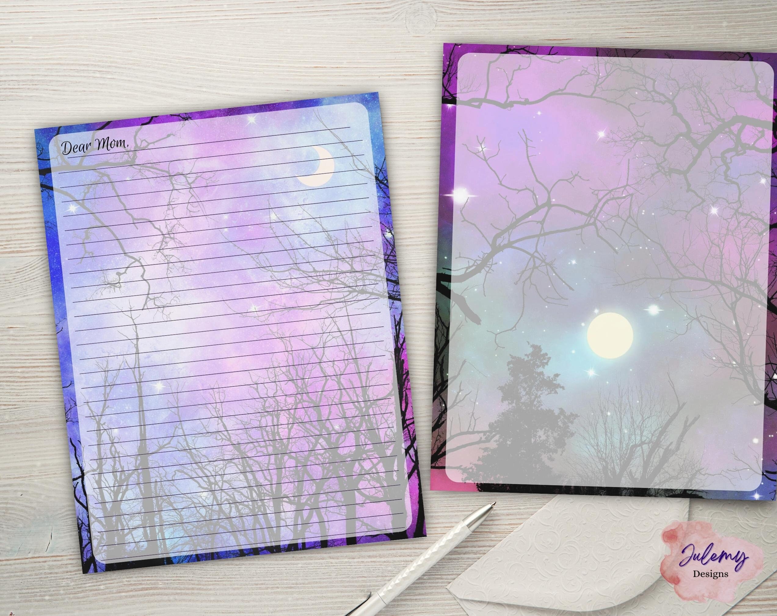 Moon Magic Simple Moon Themed Stationery Printable - Etsy