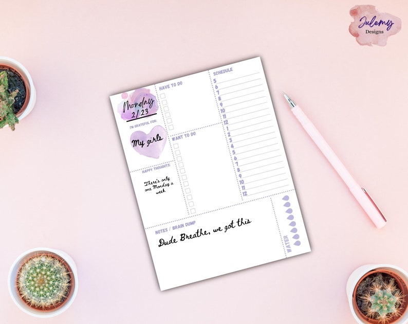 Simple planner, undated planner, printable planner, PDF digital download, planner pages, printable pages, image 4