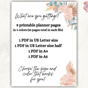 Simple planner, undated planner, printable planner, PDF digital download, planner pages, printable pages, image 2