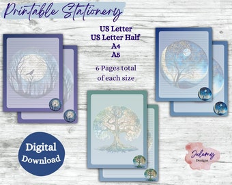 Mystic Forest- Magic Forest themed stationery, printable stationery set, stationery kit, letter writing paper, digital download