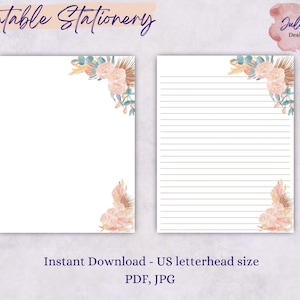Aesthetica stationery, printable stationery set, instant download paper pack, US letter size PDF, printable pages, digital paper