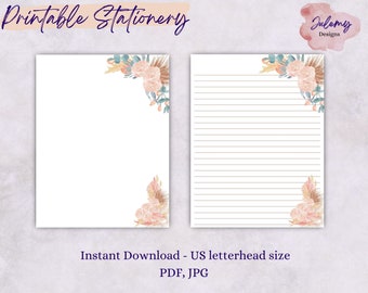 Aesthetica stationery, printable stationery set, instant download paper pack, US letter size PDF, printable pages, digital paper