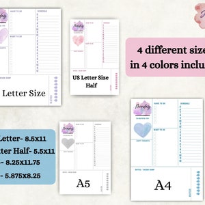 Simple planner, undated planner, printable planner, PDF digital download, planner pages, printable pages, image 3