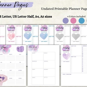 Simple planner, undated planner, printable planner, PDF digital download, planner pages, printable pages,