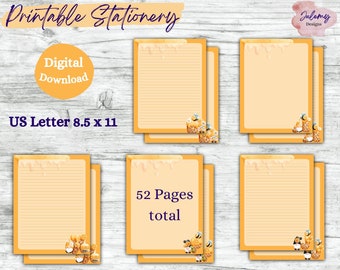 Papeterie monogramme Gnome et Honey Bee, ensemble de papeterie imprimable, kit de papeterie, papier à lettre, téléchargement numérique