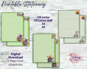 Cute Halloween 2 - Halloween stationery, printable stationery set, stationery kit, letter writing paper, digital download