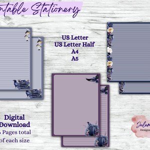 Gothic Halloween - Halloween stationery, printable stationery set, stationery kit, letter writing paper, digital download