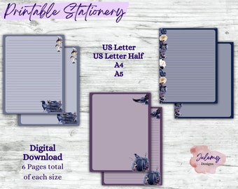 Gothic Halloween - Halloween stationery, printable stationery set, stationery kit, letter writing paper, digital download
