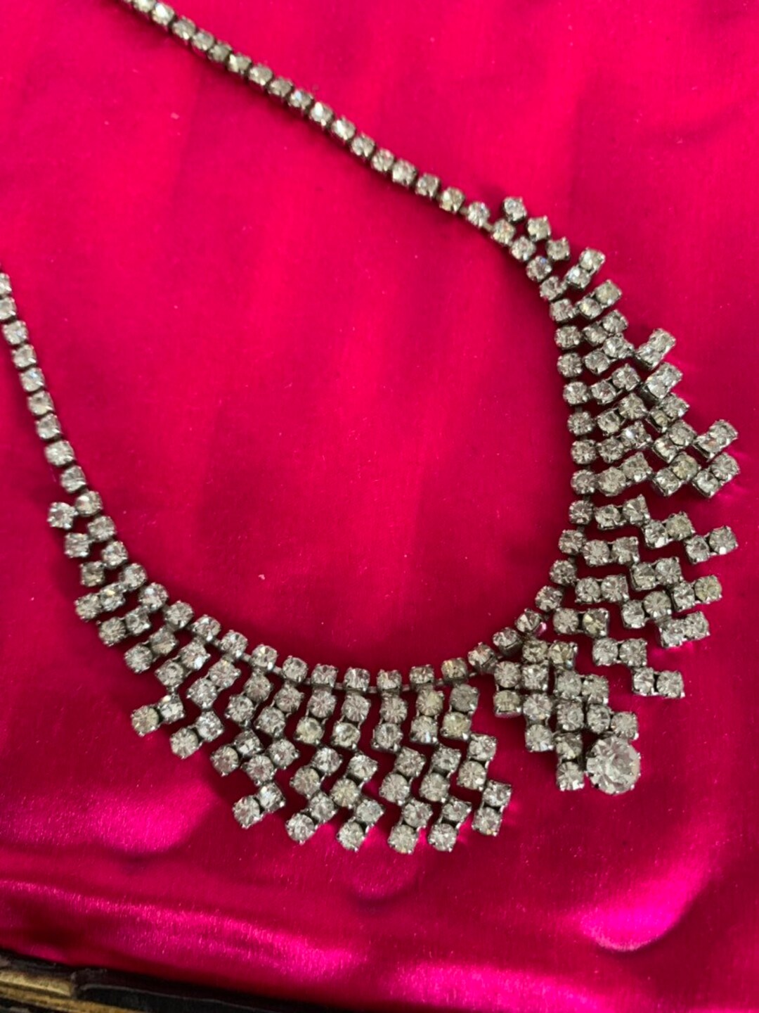 Clear Paste Necklace Vintage Diamanté Necklace Bridal Etsy