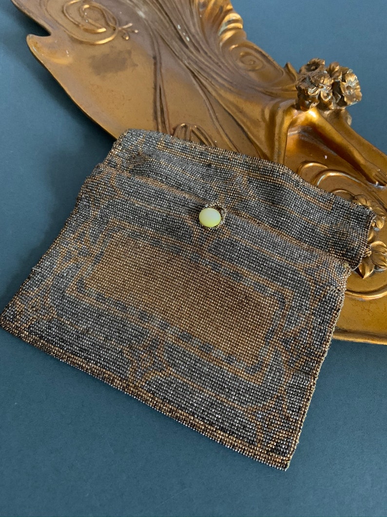 Art Deco Money Purse Antique Handbag Seed Bead Vintage Purse