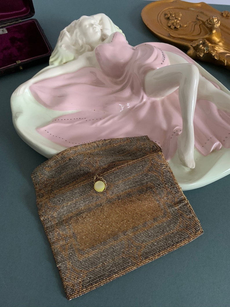 Art Deco Money Purse Antique Handbag Seed Bead Vintage Purse