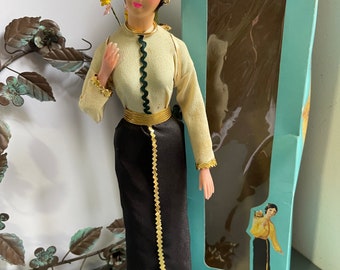 Vietnam Collectible Doll, Vintage Bup Be Minh Tam Made In Vietnam Costume Doll 42 cm with original Box, Rare Collectible Doll with Box