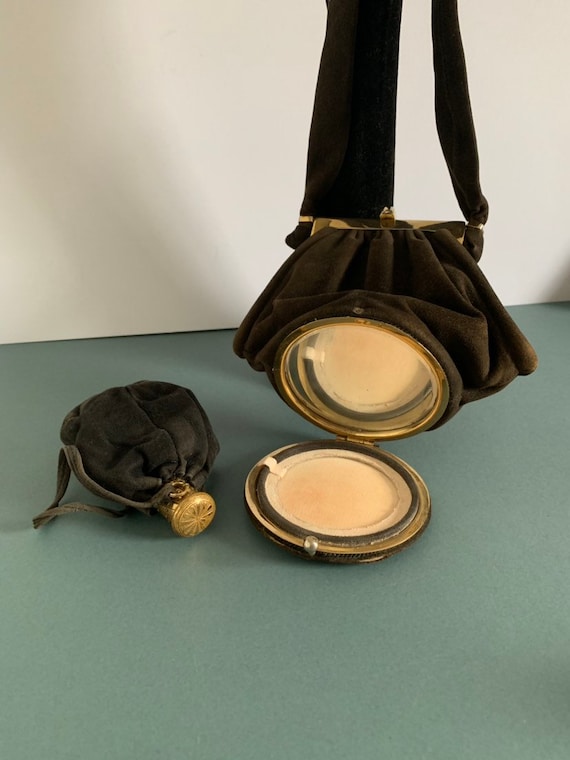 Vintage Velvet Minaudière Vanity Handbag Antique … - image 1