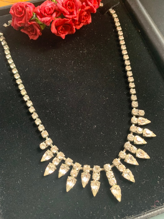 Clear Paste Necklace, Vintage Diamanté Necklace,  
