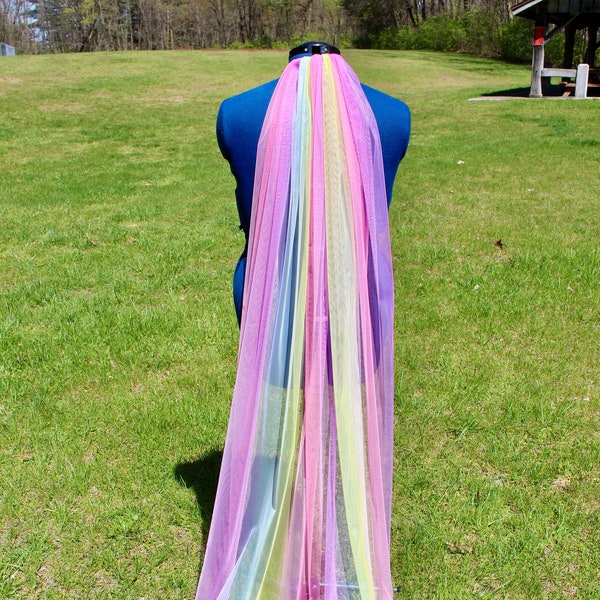 Wedding bridal veil rainbow pink yellow purple blue spring summer fall winter