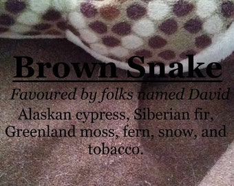 Brown Snake fragrance, favoured by folks named David (Alaskan cypress, Siberian fir, Greenland moss, fern, snow, tobacco)