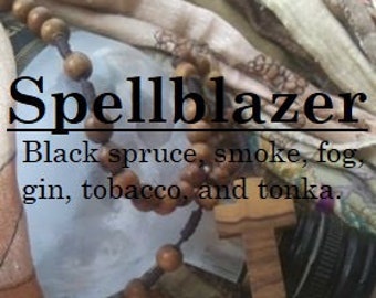 Spellblazer fragrance, favoured by queer icon exorcists named John (gin, tonka, spruce, fog, smoke, tobacco)