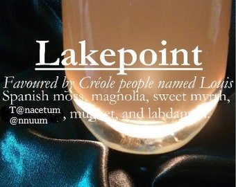 Lakepoint fragrance, favoured by Créole people named Louis (Spanish moss, magnolia, sweet myrrh, T@nacetum @nnuum, muguet, labdanum)