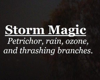 Storm Magic fragrance (Petrichor, rain, ozone, branches, wet earth)