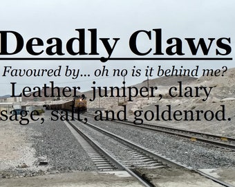 Deadly Claws fragrance (leather, juniper, clary sage, salt, goldenrod)