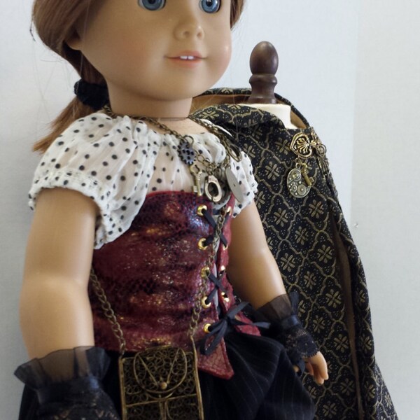9 piece Steampunk Costume for American Girl Doll and other18" Dolls