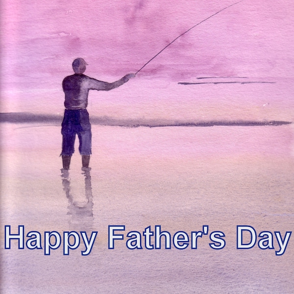 Fisherman Handmade Watercolour Fathers Day Card