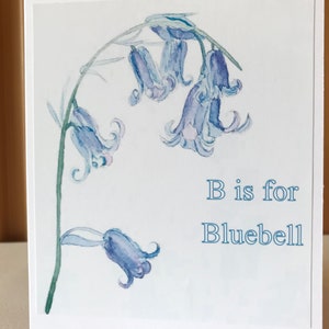 Personalised Handmade Watercolour Bluebell Card image 1