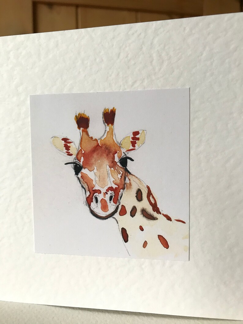 Giraffe Handmade Watercolour Childrens Cards image 3