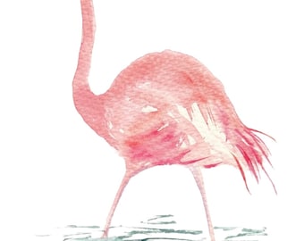 Pink Flamingo Handmade Watercolour Cards