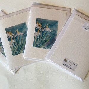 Handmade Snowdrop Cards a beautiful set of 4 Watercolor Cards image 8