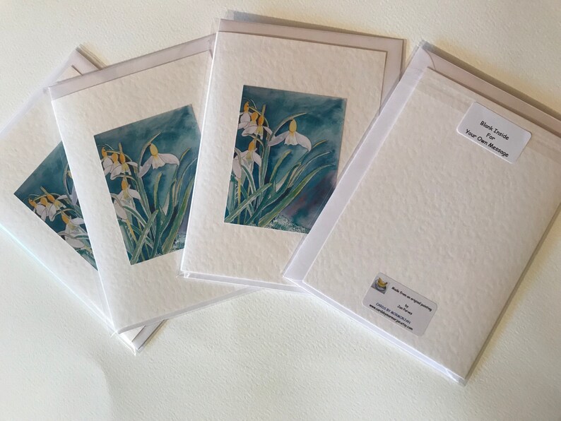 Handmade Snowdrop Cards a beautiful set of 4 Watercolor Cards image 8