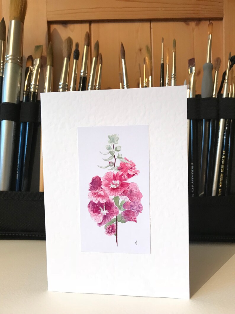 Mixed Card Set of 4 Pink Floral Watercolour Greeting Cards image 3