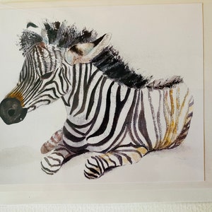 Zebra Handmade Watercolour Greeting Card, measures 7 x 5 inches, perfect for a Special Birthday image 6