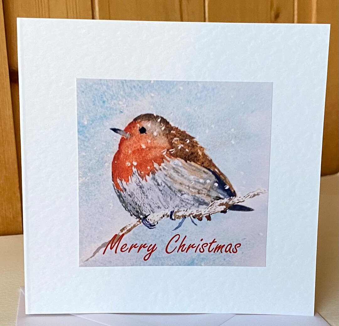 Handmade Watercolour Personalised Robin Christmas Cards a Set of Six - Etsy