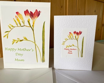 NEW Mothers Day Card a glorious Freesia flower to delight Mum
