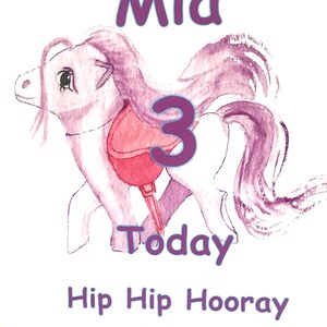 Handgemachte Geburtstagskarte Aquarell Pink Pony 15x15cm