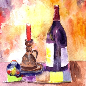 Rotwein - die Geburtstagskarte eines Weinkenners - eine ursprüngliche Aquarell handgemachte Grußkarte