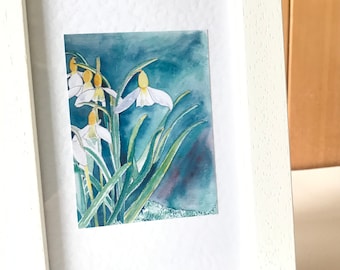 Snowdrops Small Framed Print Gift for Home